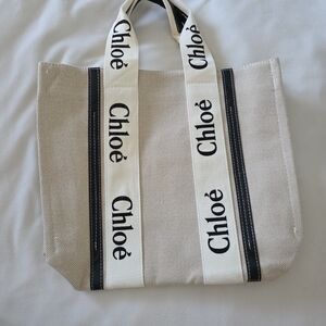 Designer Inspired Beige Tote Bag with Black Accents